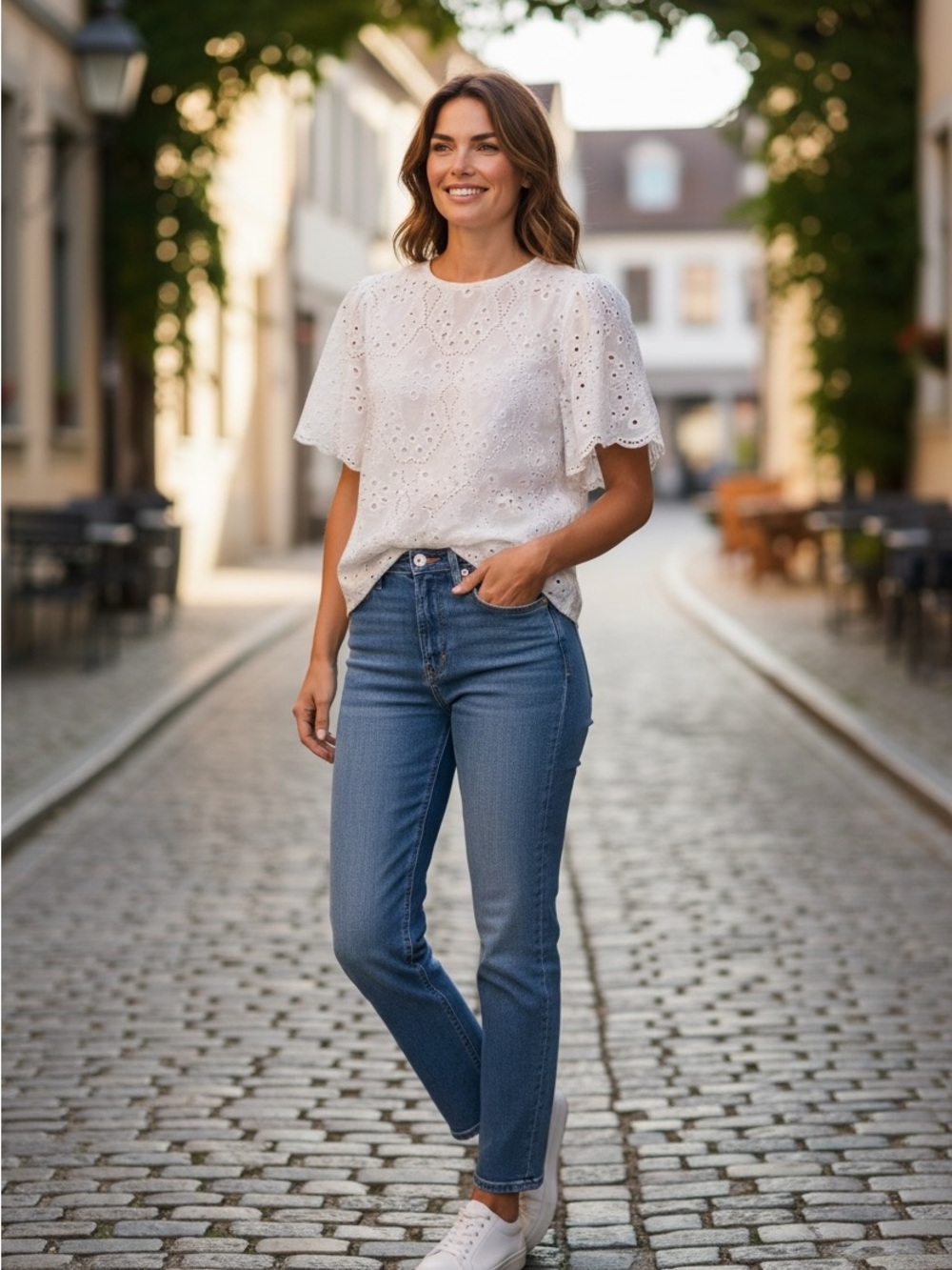 Broderie Eyelet White Short Sleeve Blouse